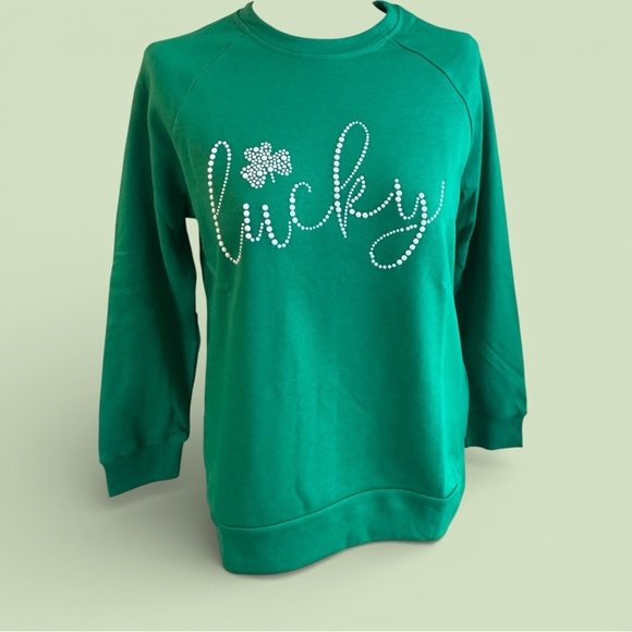Tops - Lucky Shamrock Embellished green sweatshirt sizes S, M, L